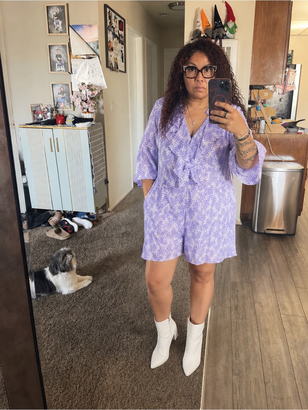 Lavender Floral V-Neck Romper
